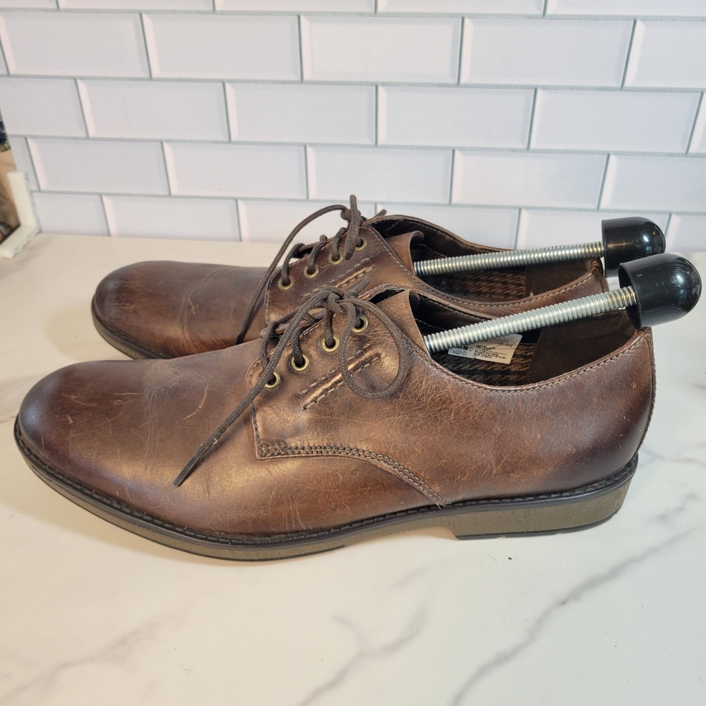 Clarks Derby Shoes Mens Size 12 Hinman Mahogany Leather Lace Up Distressed